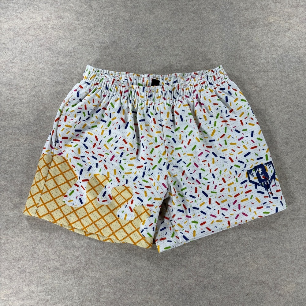 Baseball Lifestyle 101 BL101 Ice Cream Vanilla Shorts Mens Small 5" Sprinkle